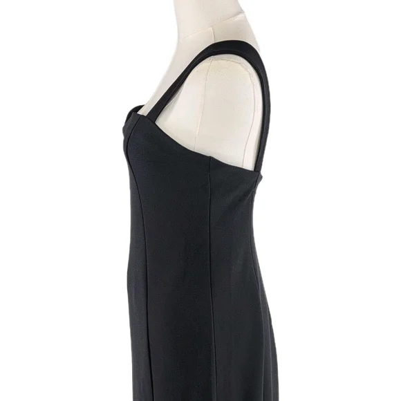 Quiet Luxury Abercrombie Fitch Black Midi Dress Women’s M Sweetheart Neck Slit - Picture 3 of 13